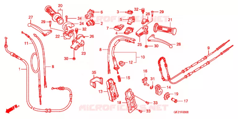 LEVIER DE GUIDON - CABLE - COMMODO Honda SCOOTER 50 GYRO 2019  TC50J