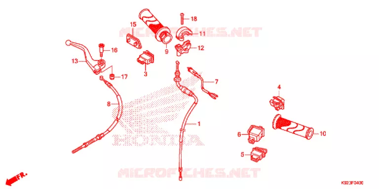 LEVIER DE GUIDON - CABLE - COMMODO Honda MOTO 110 WAVE 2018  AFS110SPJ