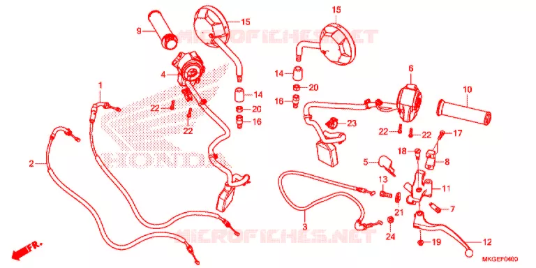 LEVIER DE GUIDON - CABLE - COMMODO Honda MOTO 500 REBEL 2020  CMX500AL