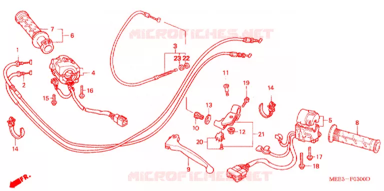 LEVIER DE GUIDON - CABLE - COMMODO Honda MOTO 600 CBR 2003  CBR600RR3