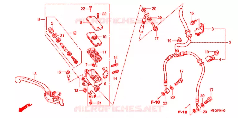 MAITRE-CYLINDRE FREIN AV. (CB600F/F3) Honda MOTO 600 HORNET 2011  CB600FB