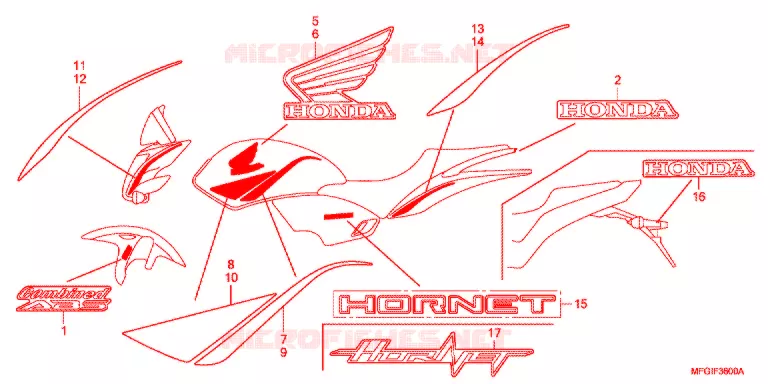 AUTOCOLLANTS Honda MOTO 600 HORNET 2011  CB600FB