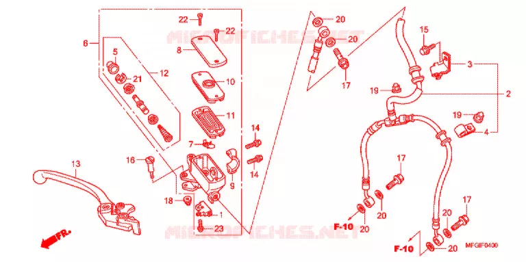 MAITRE-CYLINDRE FREIN AV. (CB600F/F3) Honda MOTO 600 HORNET 2011  CB600FB