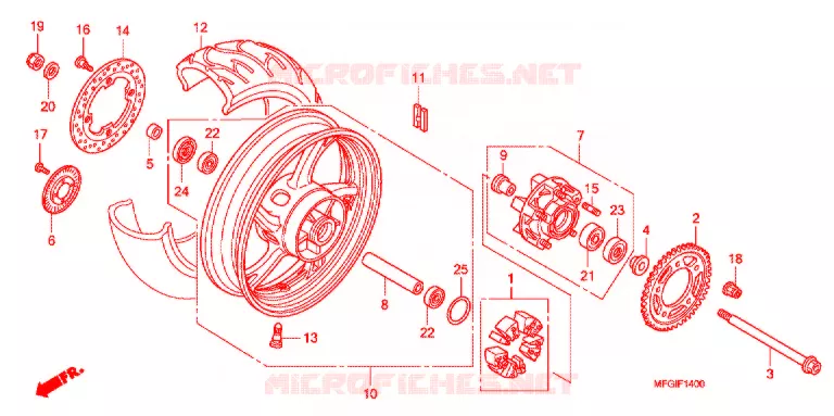ROUE ARRIERE Honda MOTO 600 HORNET 2011  CB600FB