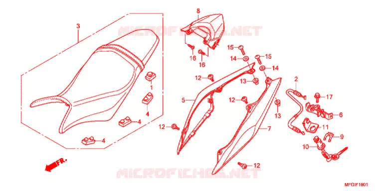 SIEGE/CAPOT ARRIERE (2) Honda MOTO 600 HORNET 2011  CB600FB