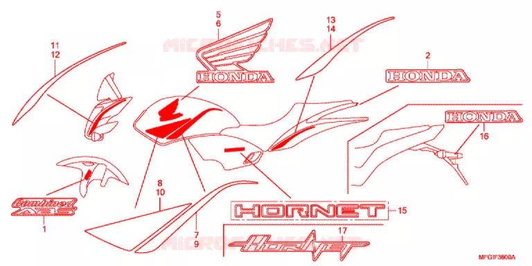 AUTOCOLLANTS Honda MOTO 600 HORNET 2011  CB600FB