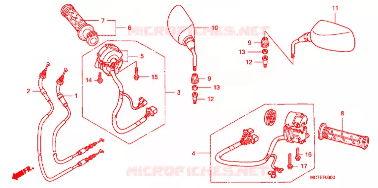 COMMODO - LEVIER - CABLE Honda SCOOTER 600 SILVERWING 2009  FJS600A7