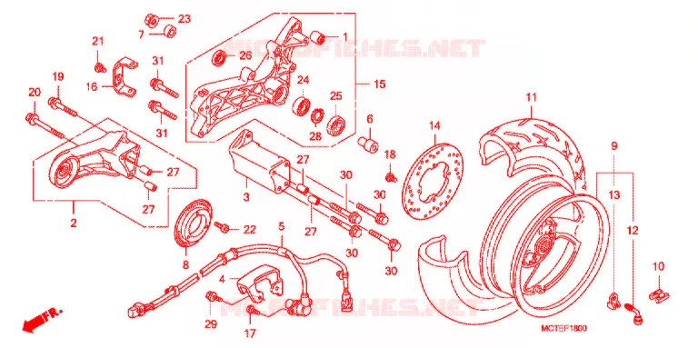 ROUE ARRIERE Honda SCOOTER 600 SILVERWING 2009  FJS600A7