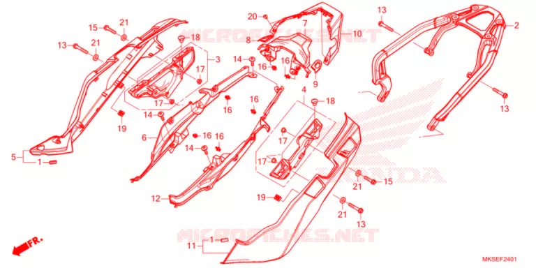 COUVERCLE LATERAL/PORTE-BAGAGE ARRIERE (2) Honda MOTO 1100 AFRICA-TWIN 2021  CRF1100D2M
