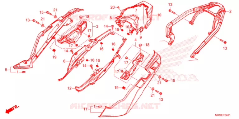COUVERCLE LATERAL/PORTE-BAGAGE ARRIERE (2) Honda MOTO 1100 AFRICA-TWIN 2021  CRF1100D2M