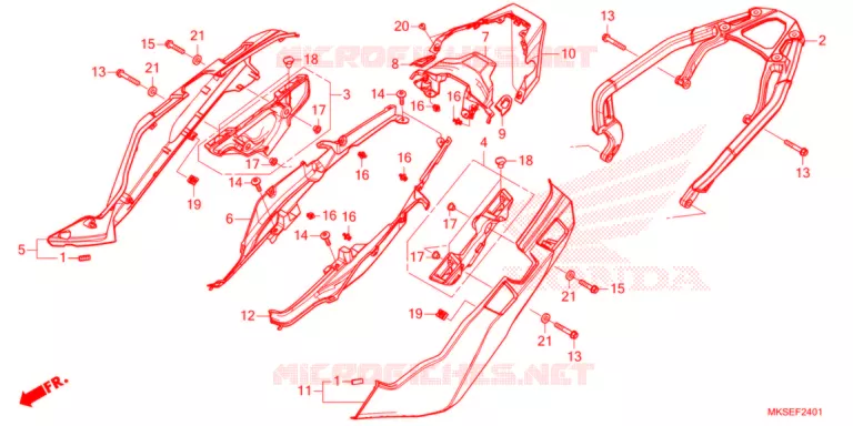 COUVERCLE LATERAL/PORTE-BAGAGE ARRIERE (2) Honda MOTO 1100 AFRICA-TWIN 2021  CRF1100DL4M