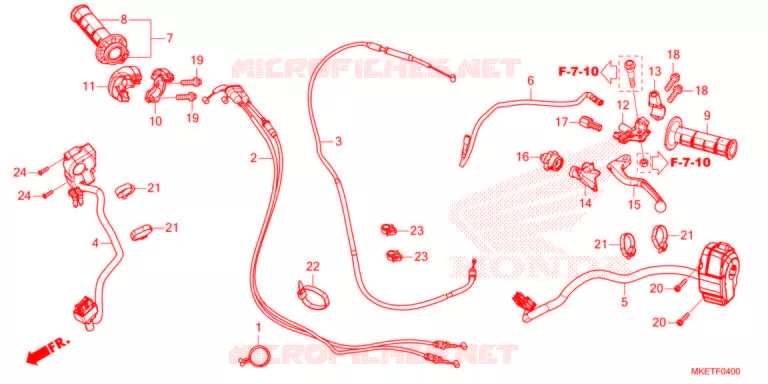LEVIER DE GUIDON - CABLE - COMMODO Honda MOTO 450 CRF 2022  CRF450RLM
