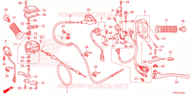 LEVIER DE GUIDON - CABLE - COMMODO Honda ATV 420 FOURTRAX 2021  TRX420FA6M