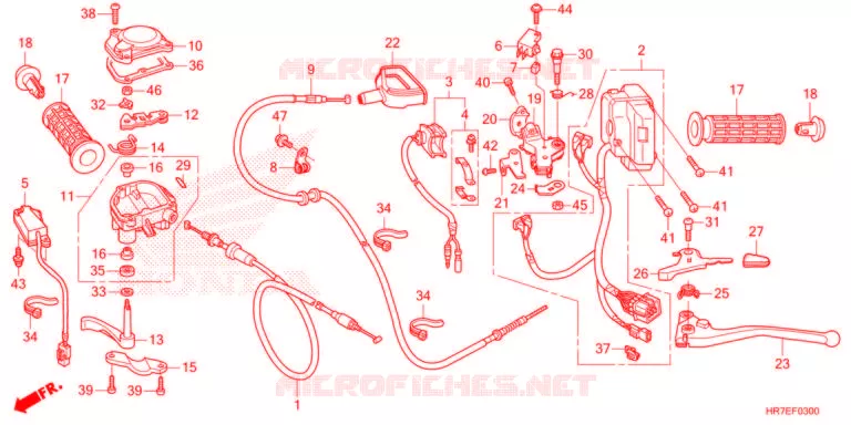 LEVIER DE GUIDON - CABLE - COMMODO Honda ATV 420 FOURTRAX 2021  TRX420FA6M