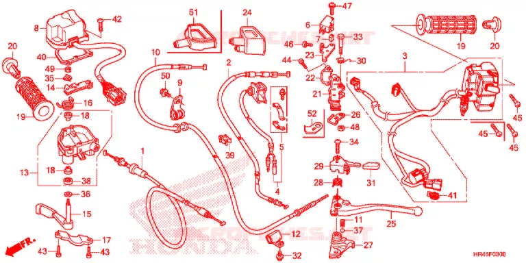 LEVIER DE GUIDON - CABLE - COMMODO Honda ATV 520 FOURTRAX 2021  TRX520FM2M