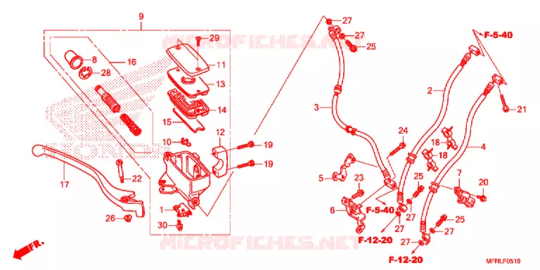 MAITRE CYLINDRE DE FREIN AVANT Honda MOTO 1300 VT 2020  VT1300CXAL