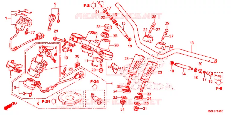 GUIDON - TE DE FOURCHE Honda MOTO 1200 CROSSTOURER 2015  VFR1200XDF