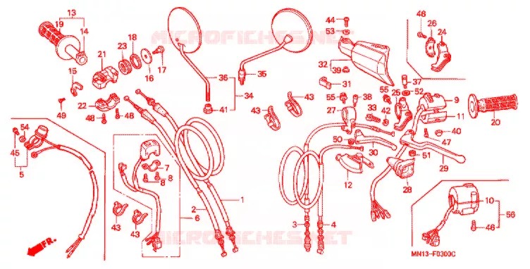 LEVIER DE GUIDON - CABLE - COMMODO Honda MOTO 600 XR 1994  XR600RR
