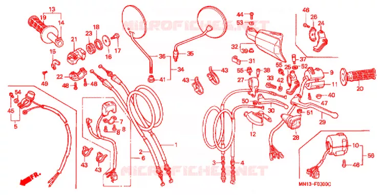 LEVIER DE GUIDON - CABLE - COMMODO Honda MOTO 600 XR 1999  XR600RX