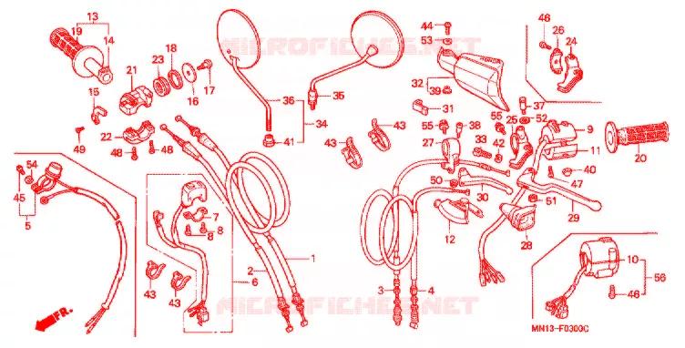 LEVIER DE GUIDON - CABLE - COMMODO Honda MOTO 600 XR 1998  XR600RW