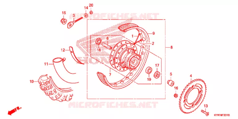 ROUE ARRIERE Honda MOTO 110 CRF 2021  CRF110FM