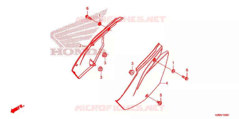 COUVERCLE LATERAL (CRF125F/FB'19,'20,'21) Honda MOTO 125 CRF 2021  CRF125FM