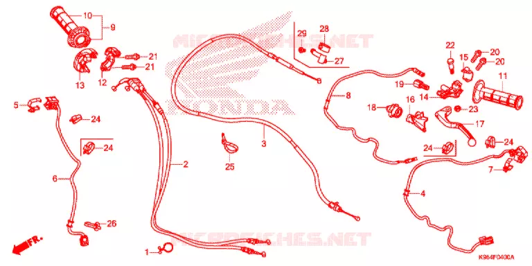 LEVIER DE GUIDON - CABLE - COMMODO Honda MOTO 250 CRF 2021  CRF250RXM