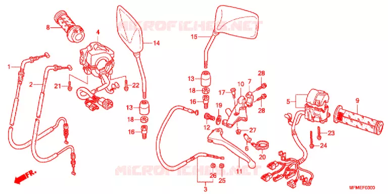 LEVIER DE GUIDON - CABLE - COMMODO Honda MOTO 400 CB 2011  CB400C