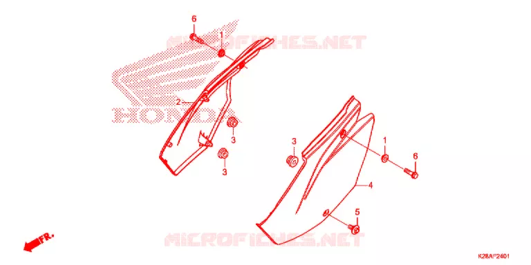 COUVERCLE LATERAL (CRF125F/FB'19,'20,'21) Honda MOTO 125 CRF 2021  CRF125FM