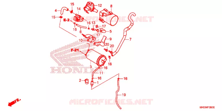 SYSTÈME DE RECYCLAGE DES GAZ Honda MOTO 450 CRF 2021  CRF450XM