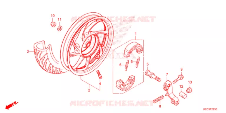 ROUE ARRIERE (NSC110-KO,TU,U) Honda SCOOTER 110 DIO 2021  NSC110M