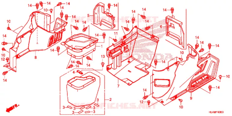 COUVERCLES LATERAUX Honda ATV 1000 PIONEER 2021  SXS1000M5PM
