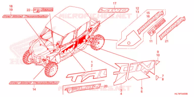 AUTOCOLLANTS Honda ATV 1000 TALON 2021  SXS1000S4XM