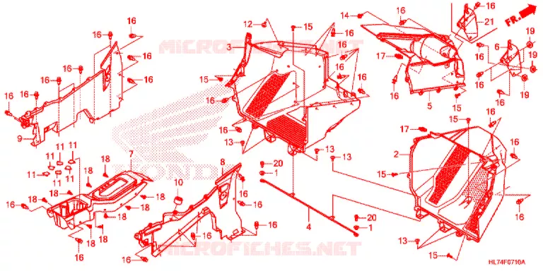 PLANCHER AVANT/CONSOLE AVANT Honda ATV 1000 TALON 2021  SXS1000S4XM
