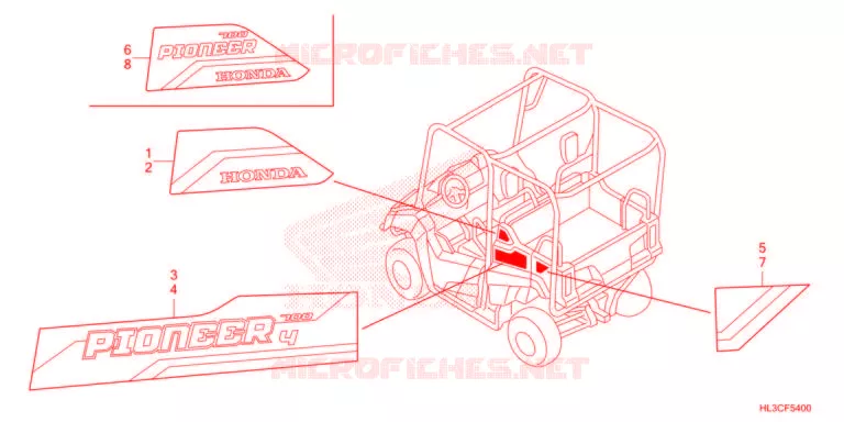 AUTOCOLLANTS Honda ATV 700 PIONEER 2021  SXS700M2DM