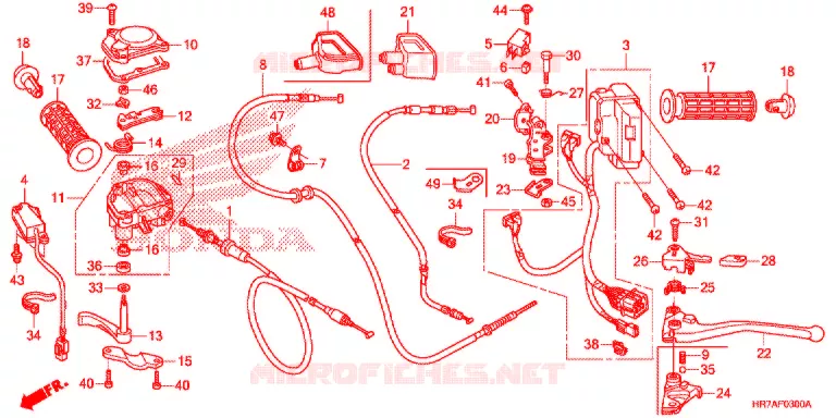 LEVIER DE GUIDON - CABLE - COMMODO Honda ATV 420 FOURTRAX 2021  TRX420FA6M