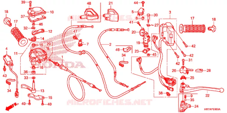 LEVIER DE GUIDON - CABLE - COMMODO Honda ATV 420 FOURTRAX 2021  TRX420FA6M