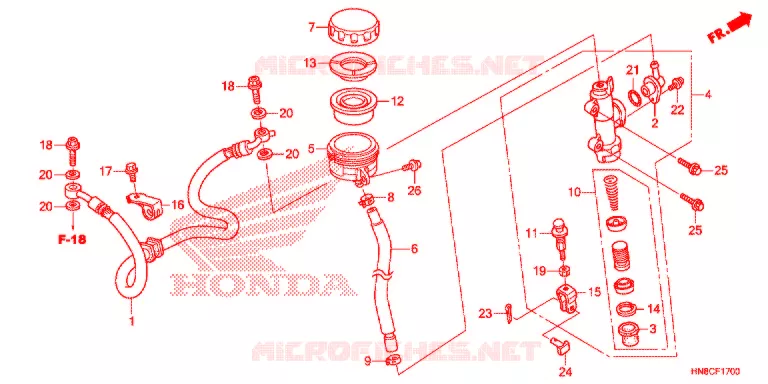 MAITRE CYLINDRE DE FREIN ARRIERE Honda ATV 680 FOURTRAX 2021  TRX680FA5M