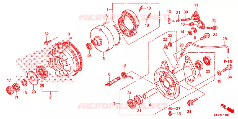 FLASQUE - MACHOIRES DE FREIN ARRIERE Honda ATV 90 FOURTRAX 2021  TRX90XM