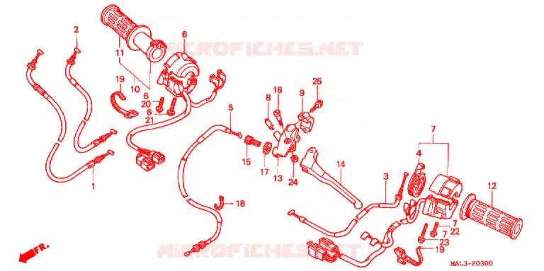 LEVIER DE GUIDON - CABLE - COMMODO Honda MOTO 600 CBR 1998  CBR600F3W