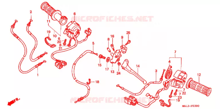 LEVIER DE GUIDON - CABLE - COMMODO Honda MOTO 600 CBR 1997  CBR600FV