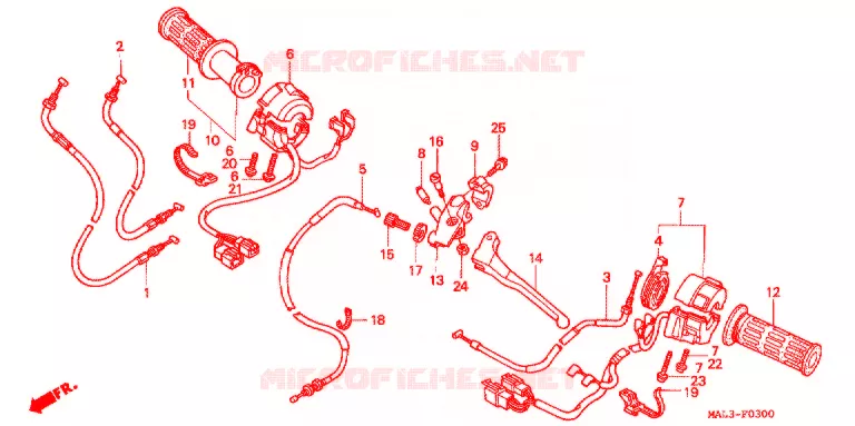 LEVIER DE GUIDON - CABLE - COMMODO Honda MOTO 600 CBR 1998  CBR600FW
