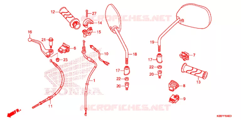 LEVIER DE GUIDON - CABLE - COMMODO Honda MOTO 110 WAVE 2017  AFB110MDH