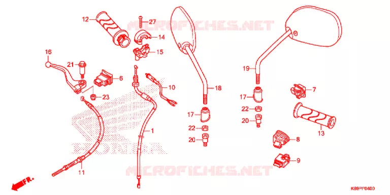 LEVIER DE GUIDON - CABLE - COMMODO Honda MOTO 110 WAVE 2017  AFB110MSH