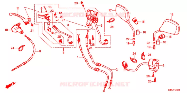 LEVIER DE GUIDON - CABLE - COMMODO Honda MOTO 110 CUB 2019  C110BNJ