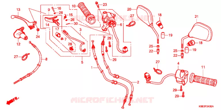 LEVIER DE GUIDON - CABLE - COMMODO Honda MOTO 110 CUB 2021  C110BNL