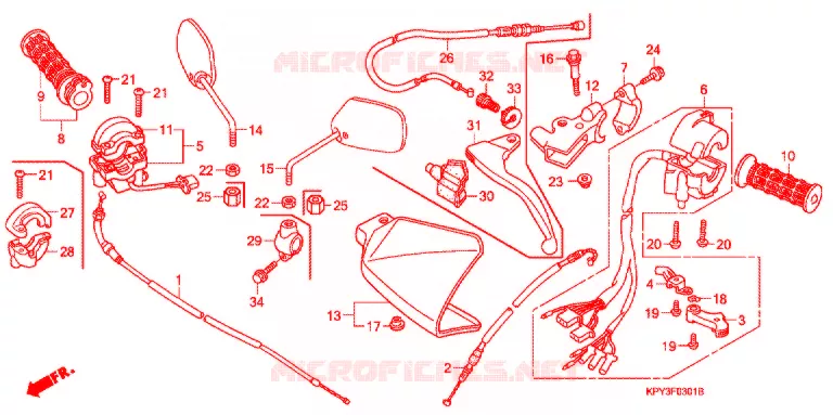 COMMUTATEUR/CABLE/MIROIR (2) Honda MOTO 125 XRM 2013  CFT125MRCA