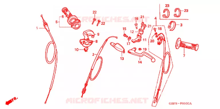 LEVIER DE GUIDON - CABLE - COMMODO Honda MOTO 85 CR 2005  CR85RB5