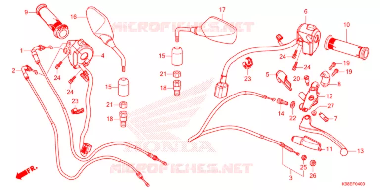LEVIER DE GUIDON - CABLE - COMMODO Honda MOTO 125 CB 2022  CBF125NAM