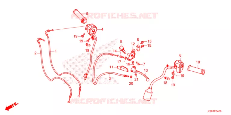 LEVIER DE GUIDON - CABLE - COMMODO Honda MOTO 125 MSX 2021  MSX125AM